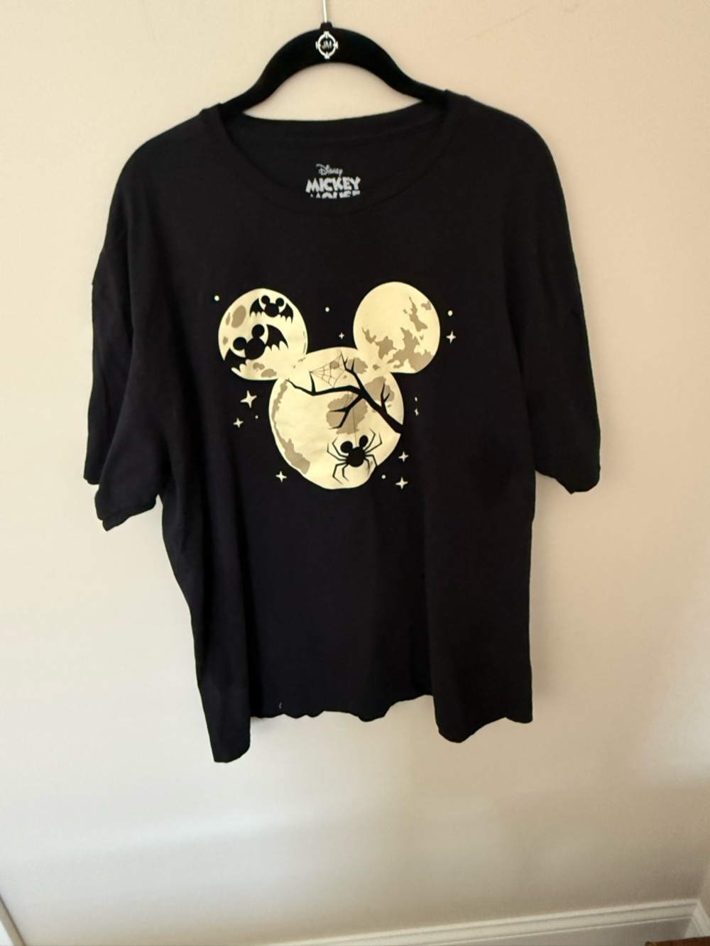 Disney Black Mens Halloween Mickey Moon Graphic Tee